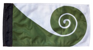 The original Koru Flag designed for New Zealand by Friedensreich Hundertwasser.